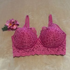 Maidenform Pretty in Pink Lace Bra Wireless Padded Cups 36D